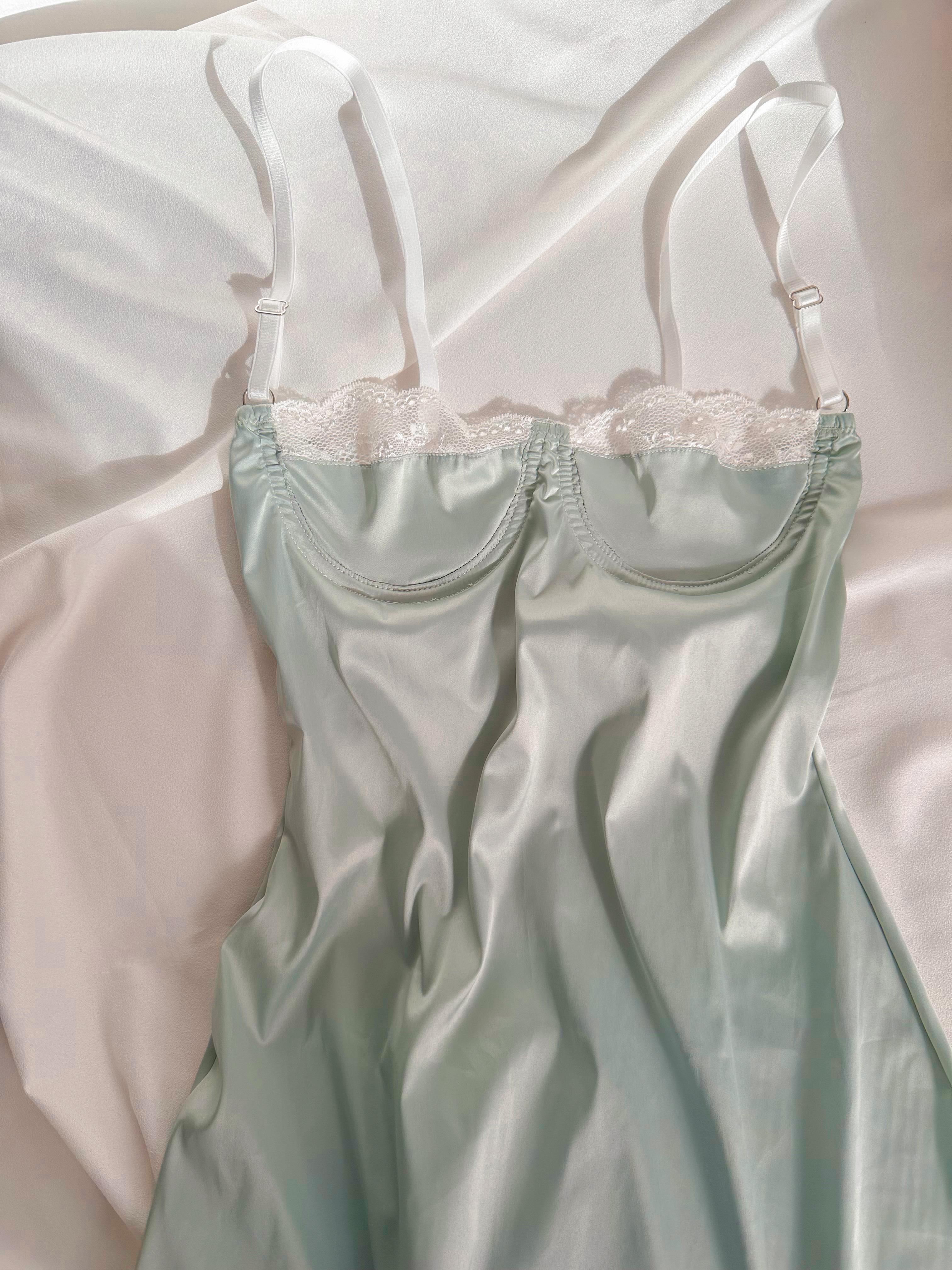 Mermaid Water Green Satin Mini Dress